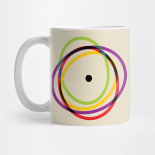 Rainbow Colorful Elastic Rings in Atom Shaped Form Mug